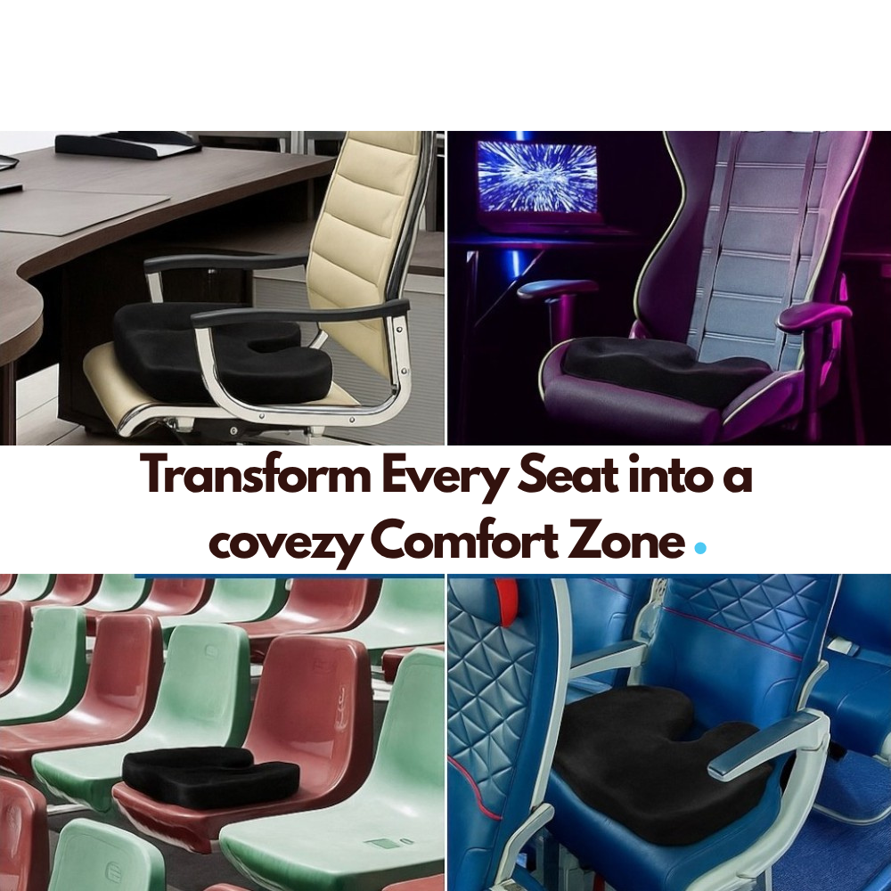 Covezy™ Premium Memory Foam Gel Cushion – Ergonomic Seat Support for All-Day Comfort
